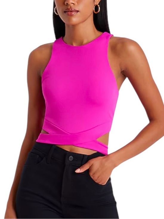 Express Tops - Express Hot Pink Body Contour Top with Cut Outs